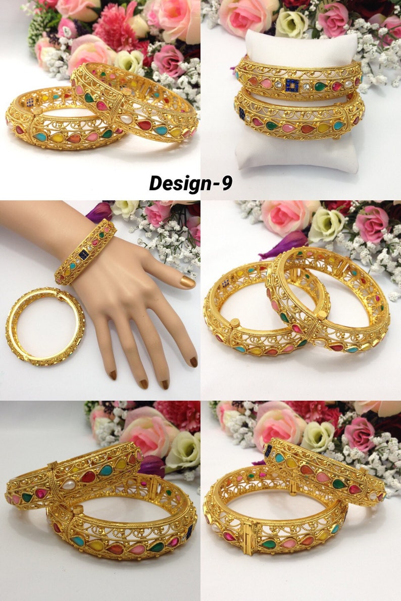 Indian Wedding Polki Bangles Handmade Polki Jewellery indian Pakistani Jewelry image 10