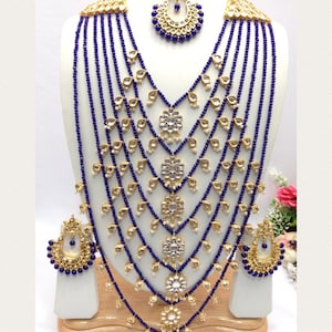 Handmade Indian Jewelry Asian Wedding Bridal Jewellery Party Ethnic Wear Kundan Bridal Necklace Set Rani Haar Bridal Jewelry