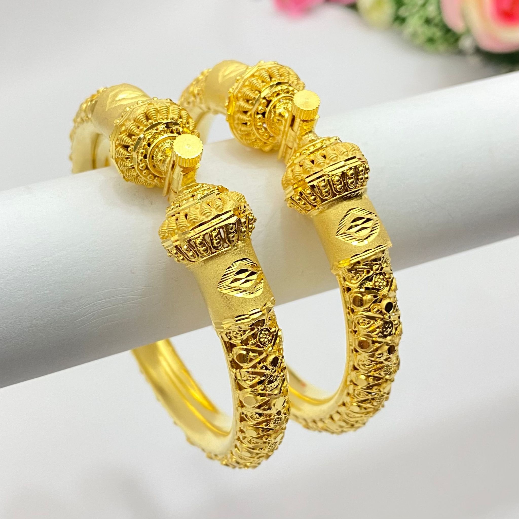 22k Gold Plated Openable Bangles/kangan/kare/bridal Indian  display picture 1
