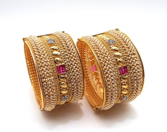 Indian Polki Bangles Bollywood Traditional Party Ethnic Wear Asian Indian Jewelry  Bridal Jewellery Handmade Jewellery