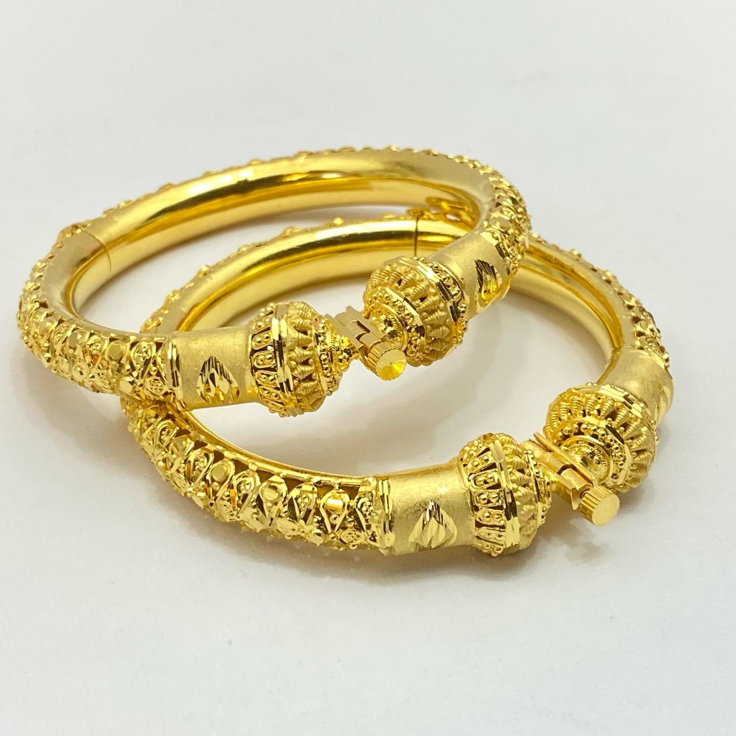 22k Gold Plated Openable Bangles/kangan/kare/bridal Indian Jewelry