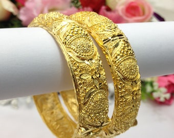 Handmade Indian Bridal Jewellery 22ct Gold Plated Openable Bangles/Bracelet Pakistani Indian Gold Plated Jewelry