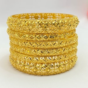 Handmade Indian Bridal Jewellery 22ct Micro Gold Plated 6 Bangles  Pakistani Indian Gold Plated Jewelry