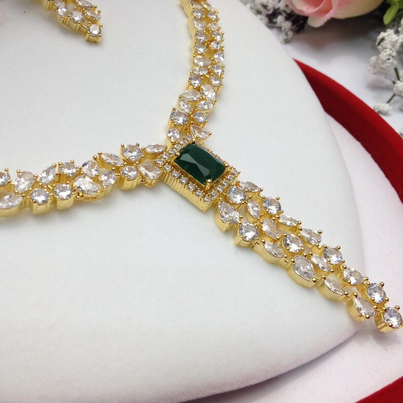 CZ American Dimonds Heavy Gold Plated Cubic Zirconia Bridal Indian