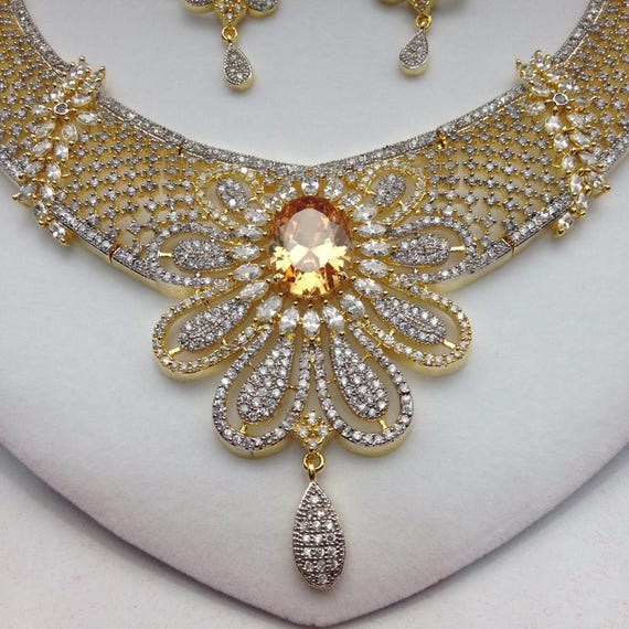 Buy CZ American Dimonds Heavy Gold Plated Cubic Zirconia Bridal