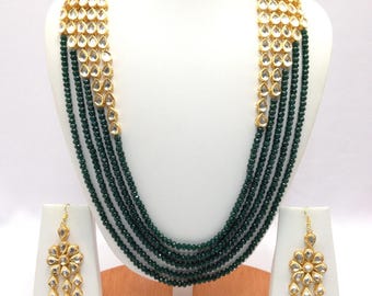 Hand Crafted Indian Jewelry Kundan Necklace Set With pearl imitation One Gram Gold Plated indian Jewellery