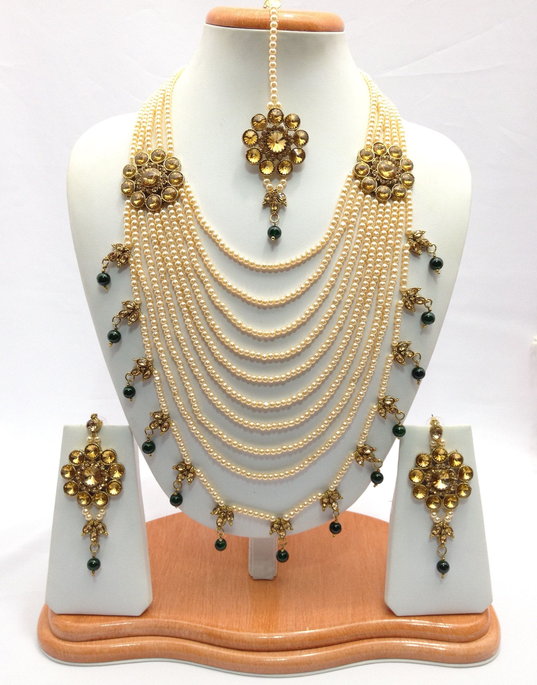 Pakistani Hyderabadi Gold Rani Haar Set,bridal Shaadi Wedding Jewelry