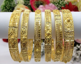 Handmade Indian Bridal Jewellery 22ct Micro Gold Plated 6 Bangles  Pakistani Indian Gold Plated Jewelry