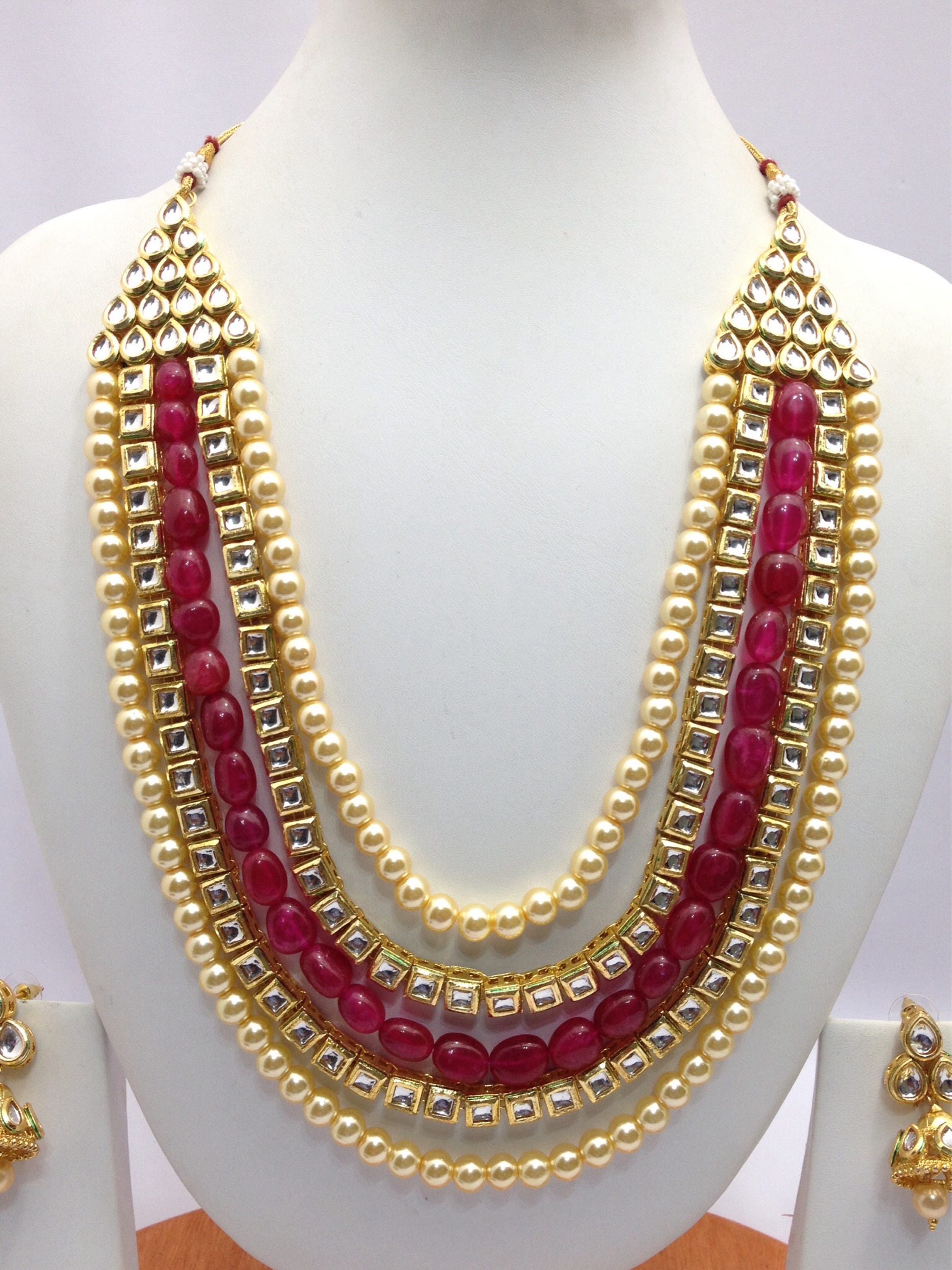 Handmade Real Kundan Necklace With Earrings Natural Ruby - Etsy UK