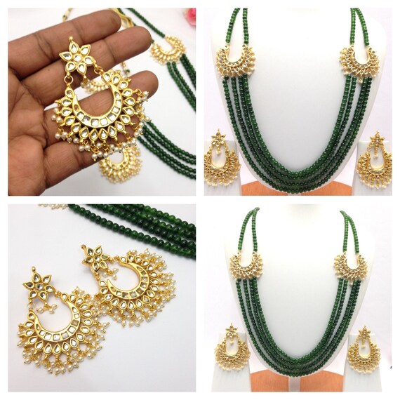 Hand Crafted Kundan Necklace Set Indian 