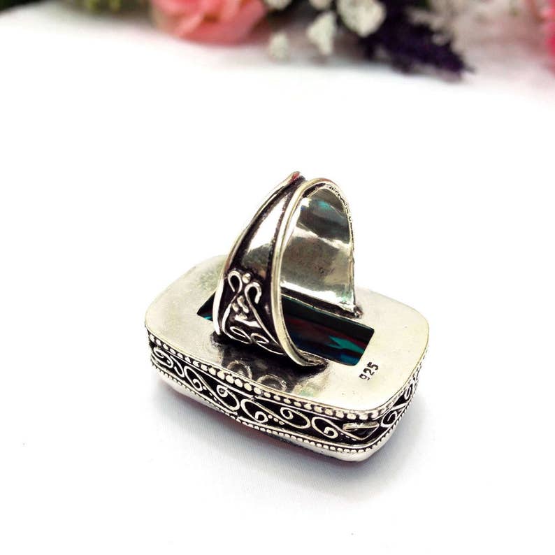 Vintage Blue Topaz Quartz Gemstone Ring UK Size:M.1/2, Silver Vintage Jewellery India jewelry image 2