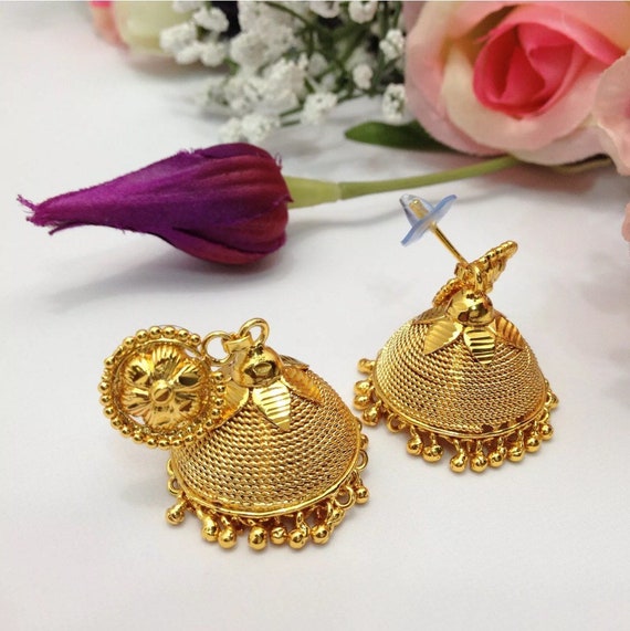 Jhumka gold plated earrings deals