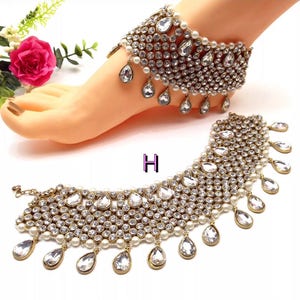 Handmade Anklets With Czech Indian Jewelry Bollywood Indian Jewellery Wedding Bridal indian Jewelry