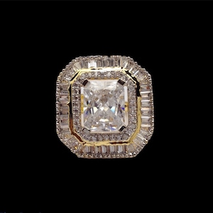 CZ American Dimonds Ring Heavy Gold Plated With Cubic Zirconia. Indian jewellery Handmade Item Indian jewelry