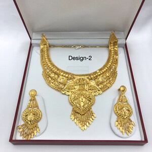 Indian Bridal Wedding Jewelry 22ct Heavy Gold Plated Necklace Set With indian-bridal-wedding-jewelry-22ct-heavy-gold-plated-necklace-set-with