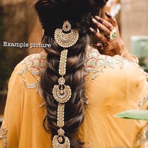 Indian Bollywood Bling Hair Jewelry Choti, Indian Hair pin Hair Decoration, Hair Brooch with Hook Wedding Bridal Jewellery for Women.