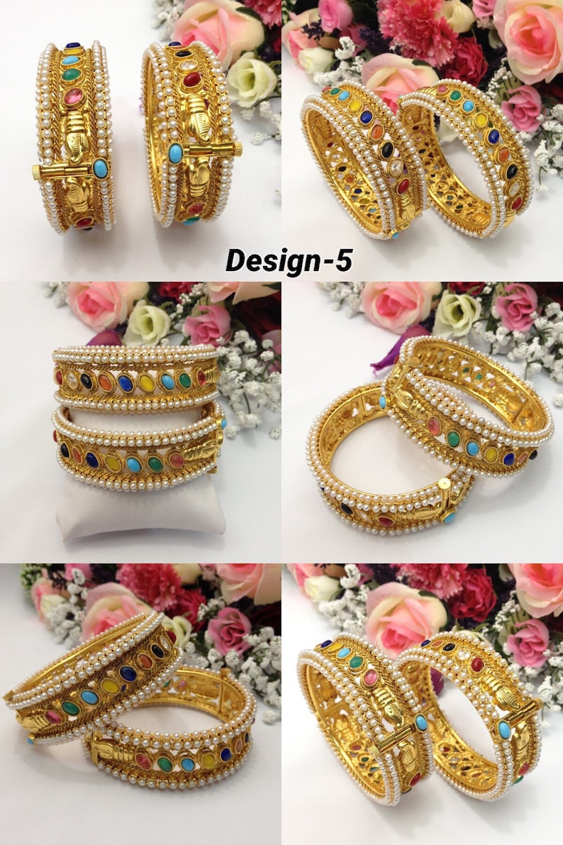 Indian Wedding Polki Bangles Handmade Polki Jewellery indian Pakistani Jewelry image 6