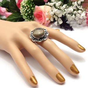 Vintage Jasper Ring UK Size:P.1/2 Silver Plated Vintage Jewelry