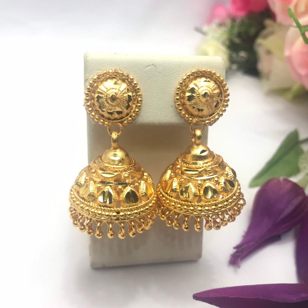 Buy Daily Wear Medium Size Flower Stud Design One Gram Gold Earrings Online