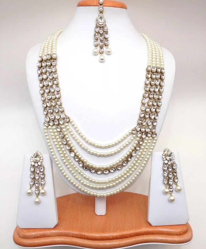 Handmade Indian Jewelry Rani Haar Necklace Set With Pearl - Etsy