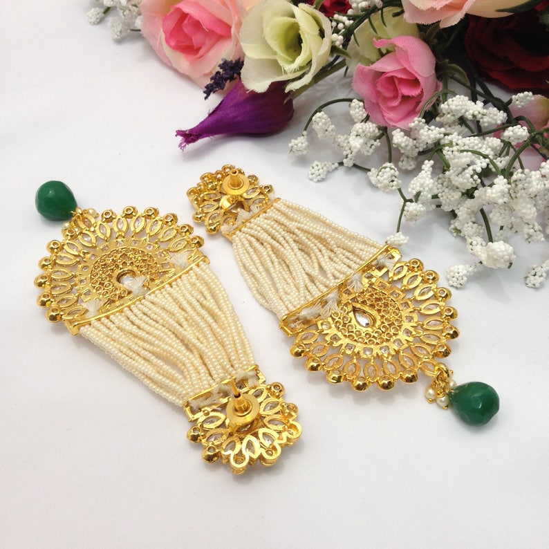 Handmade Earrings With Cubic Zirconia Indian Wedding Jewelry Pakistani ...