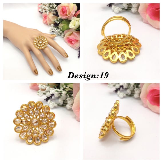 Indian Ethnic 22K Gold Plated Size 6.5 Wedding Finger Ring Women Fashion  Jewelry | eBay