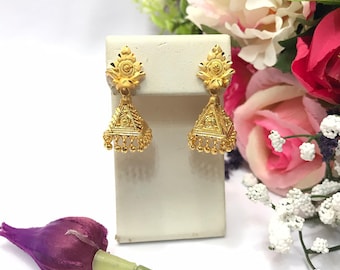Handmade Jhumka Earrings 22ct Micro Gold Plated Earrings Indian jewelry Pakistan Jewelry