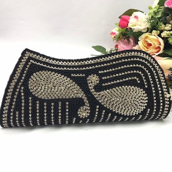 Pochette De Soirée Noire Perles Et Diamants - Marque Black Diamond, Style Clutch, Neuf Avec étiquettes