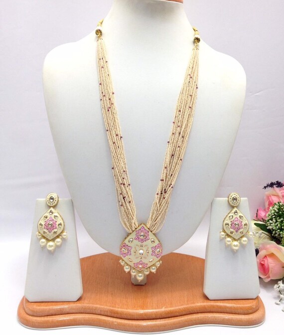 Handmade Kundan Meenakari Long Necklace 