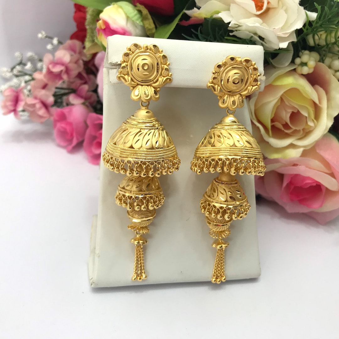 Handmade Jhumka Earrings 22ct Micro Gold Plated Earrings Indian