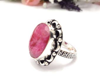 Vintage Ruby Gemstone Ring UK Size:S Silver Vintage Jewelry indian Jewelry