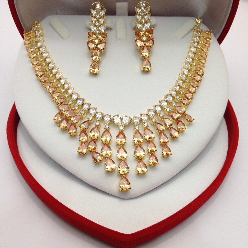 CZ American Dimonds Heavy Gold Plated Cubic Zirconia Bridal Etsy