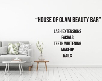 Custom Wall Window Decal Stickers Beauty Hair Salon Name Hours