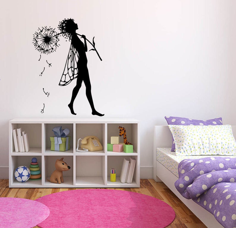 wall decal sticker bedroom fairy tinkerbell magic flower cute kids girls  boys teenager room 661b