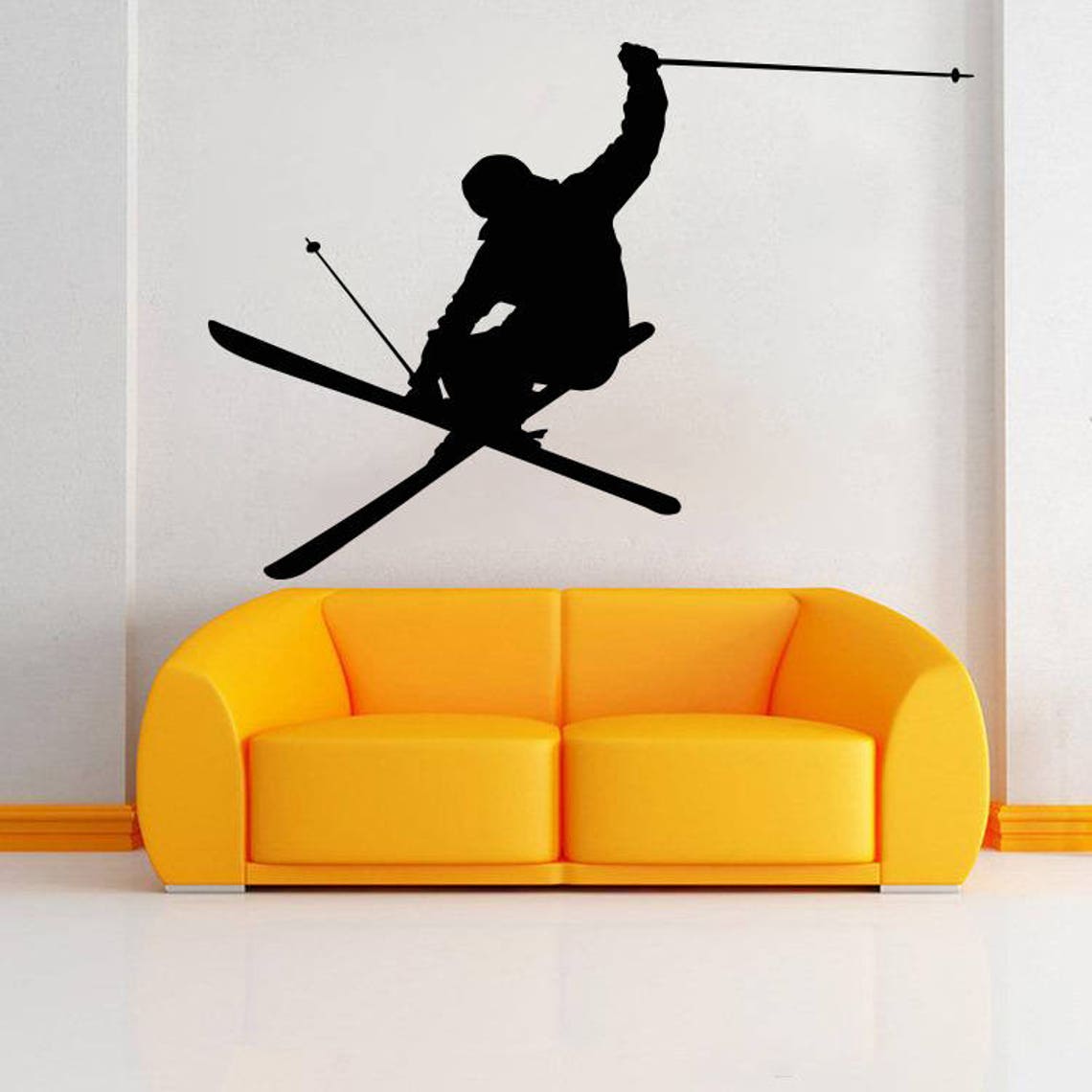 Skiing Wall Decal Ski Vinyl Stickers Ski Decal Skier Art Decal Etsy