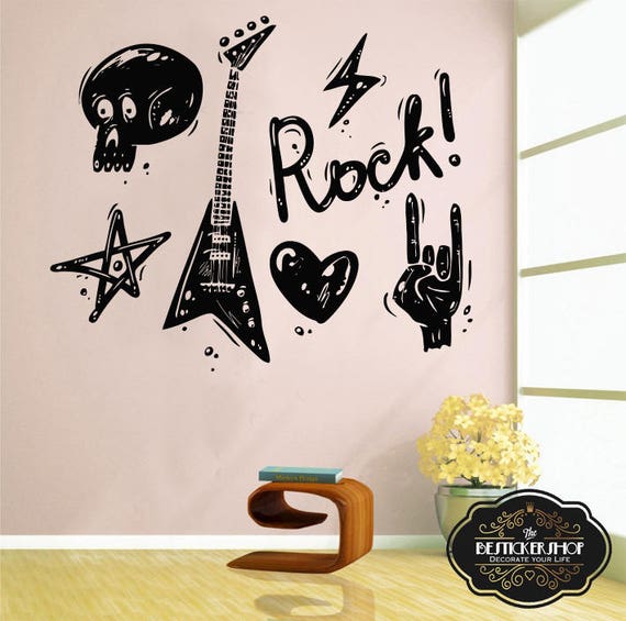 Life Is Simple Guitar Vinyl Sticker Eat Sleep Guitarist Band Decal Wall Art