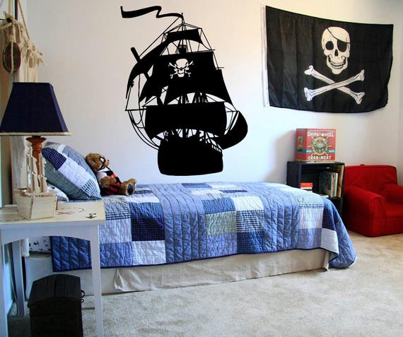 Wall Decal Sticker Bedroom Peter Pan Cartoon Ship Pirates Hook Kids Girls Boys Teenager Room Us034