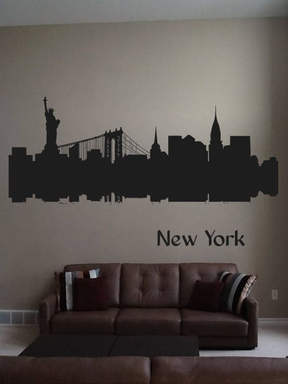 New York Bridge Statue Of Liberty Window View Decal WALL STICKER Decor Art Mural