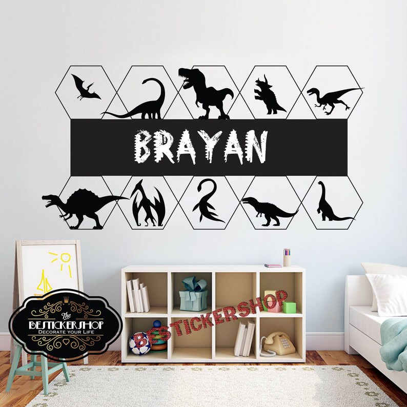 Dinosaur Jurasic Write You Name Trex Wall Decals Kids