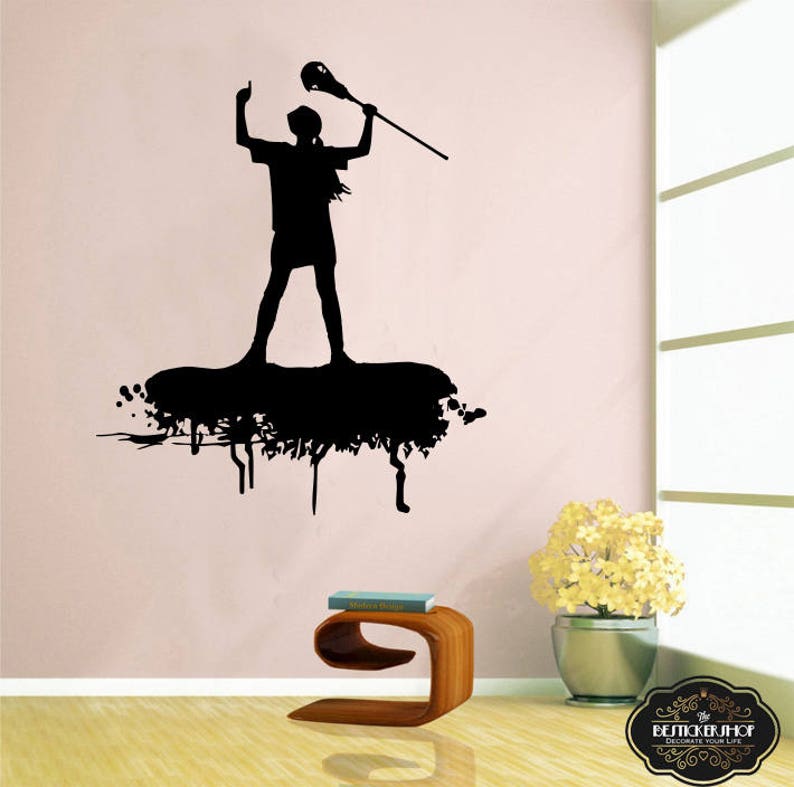 Lacrosse Wall Decal Lacrosse Logo Home Decor Sports Wall Decal Lacrosse Sticker Kids Teens Room Sports Decor t2029