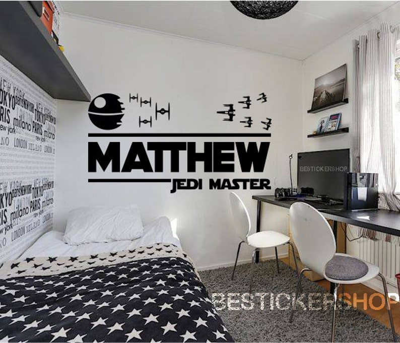 Star Wars Wall Decal Decals The Force Jedi Master 3d Looking Personalized Name Costum S07