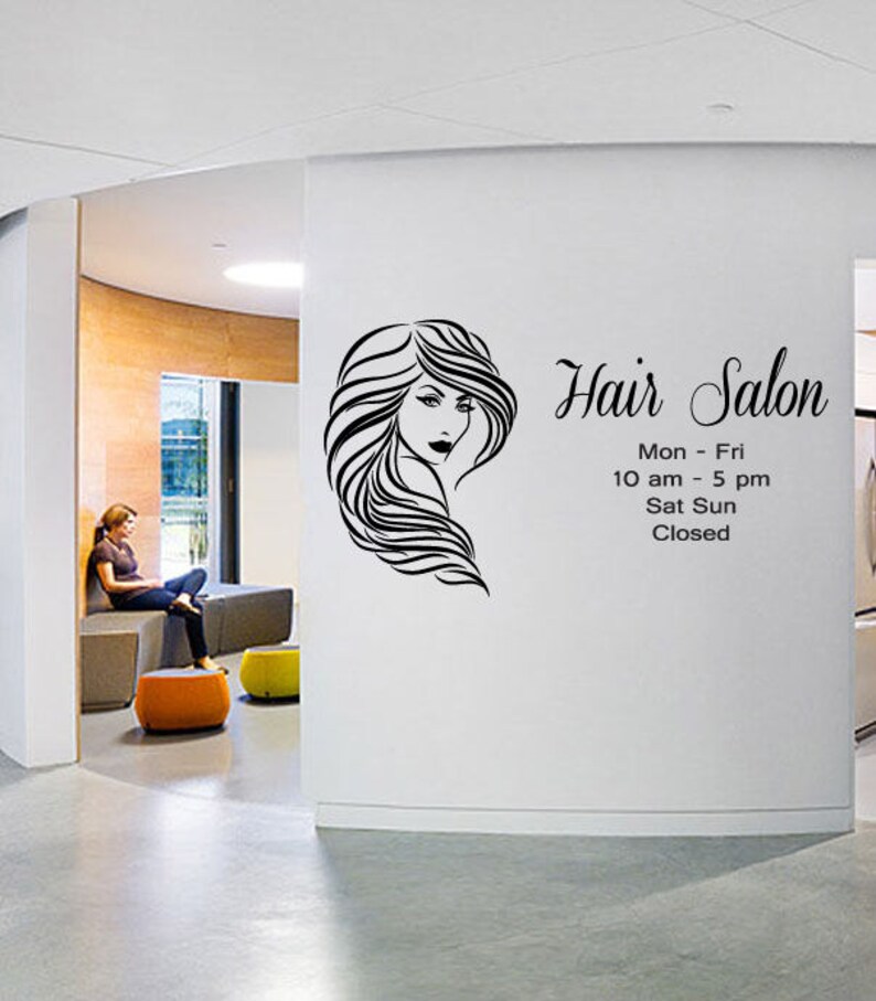 Custom Wall Window Decal Stickers Beauty Hair Salon Name Hours Etsy