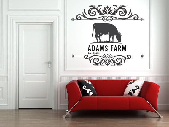 family farm name wall decal cow farm decals personalized | etsy