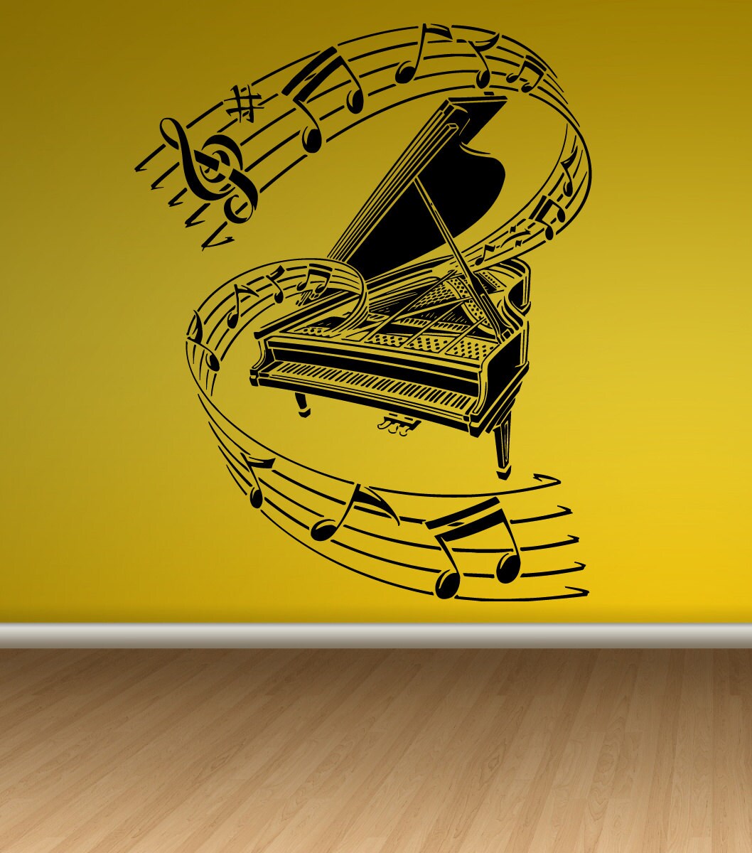 Wall Decal Sticker Bedroom piano music notes book melody kids Etsy