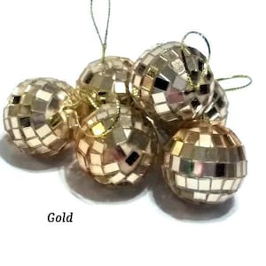 Mini Gold Mirror Disco Ball Ornaments: Wedding, Anniversary Decor (Set of 6)