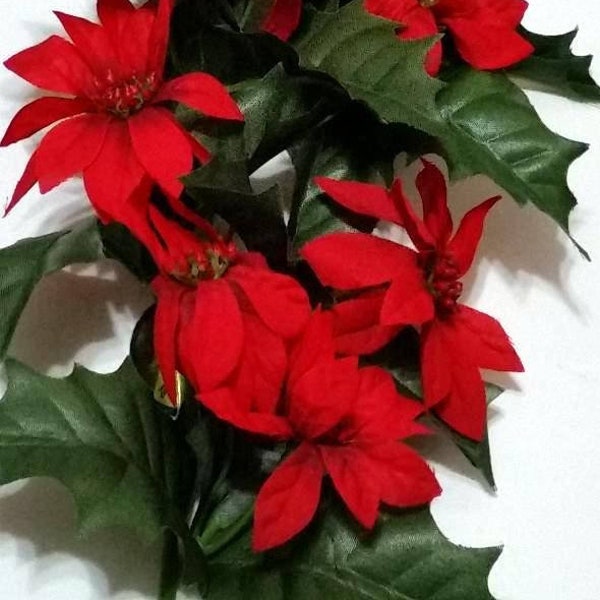 Red Poinsettia 24" Stem, 19 Flowers per Stem, Christmas Flowers, Christmas Decorations, Christmas Wedding, Christmas Florals, DIY Decorating