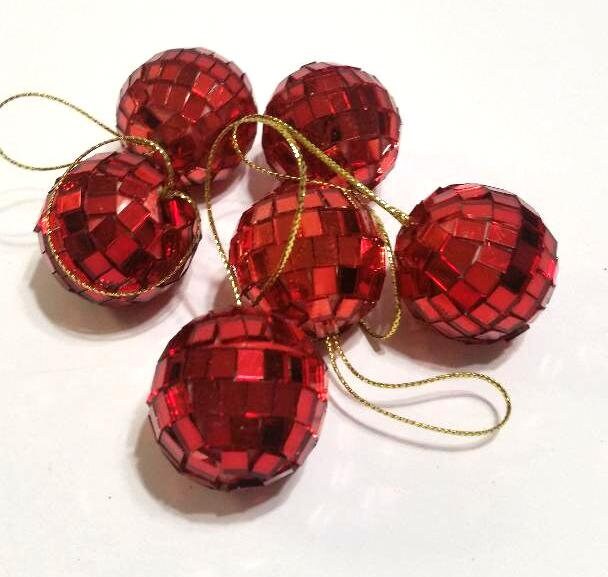6 One Inch Mini Red Disco Ball Ornaments for Small Tree Etsy