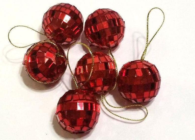 6 One Inch Mini Red Disco Ball Ornaments for Small Tree Etsy