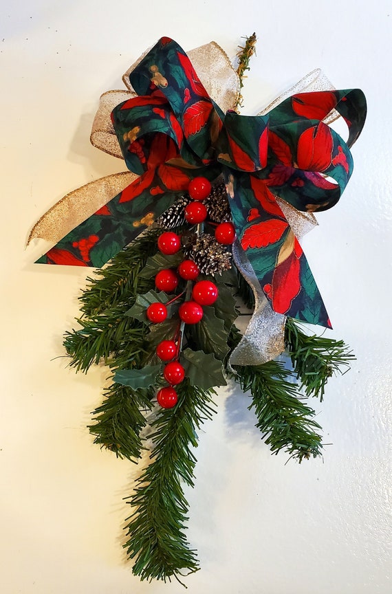 2 Vintage 10 Holly Berry Picks With Pine Cones, Berry Pick, Wreath Accent,  Swag Accent, Table Accent, Wreath Decoration, Red Berry Accent 