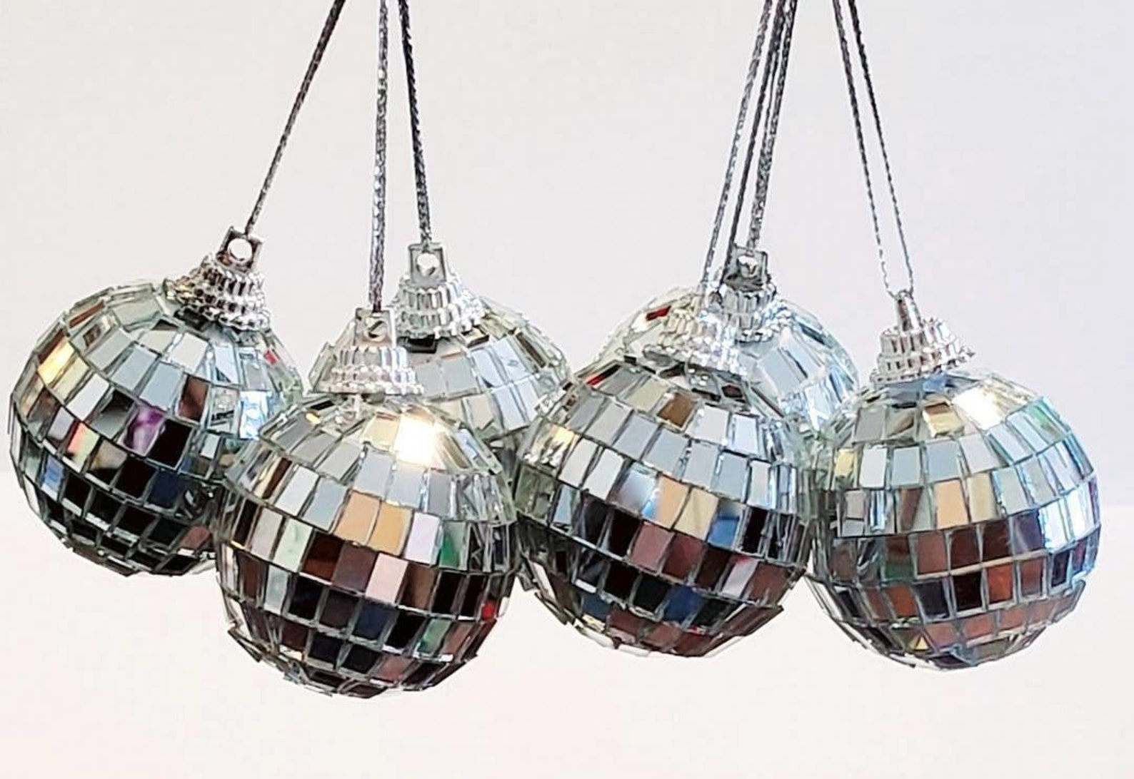1 1/2 Inch Set/6 Mini Disco Balls Small Disco Balls Silver Etsy